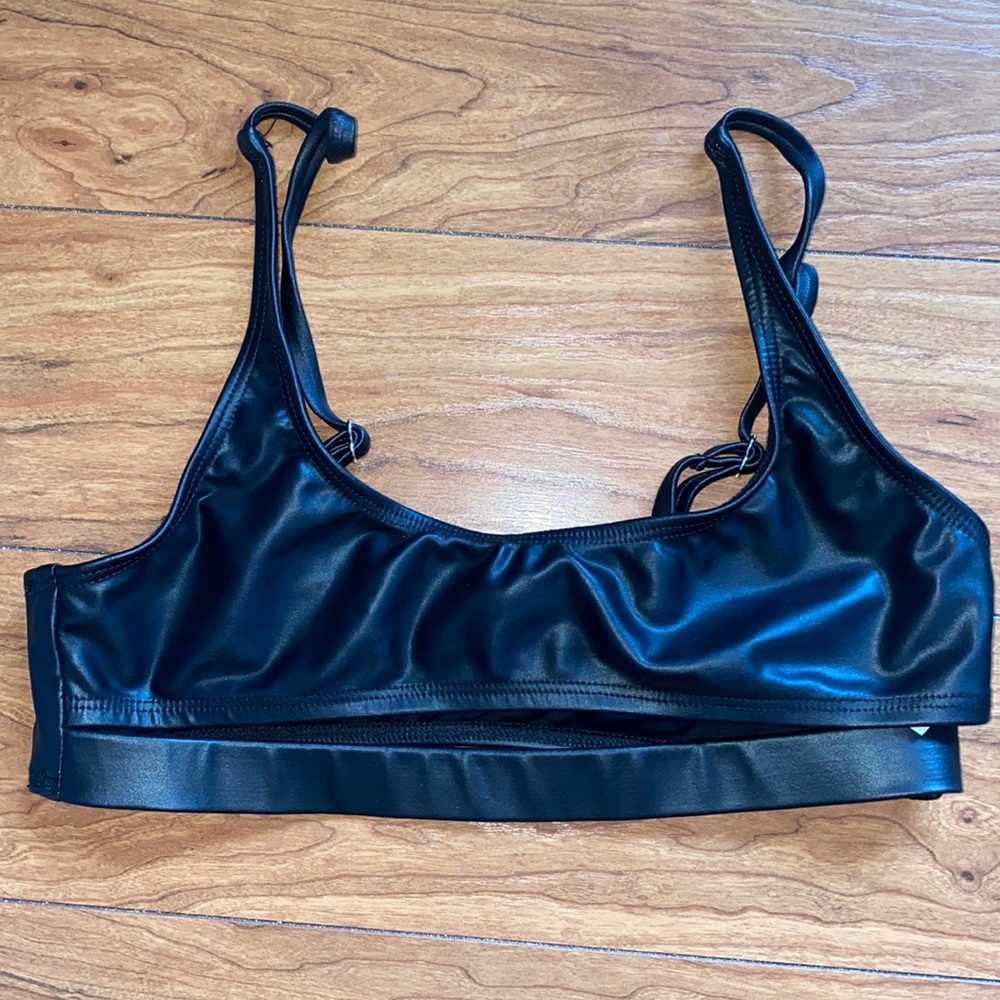A cute leather looking bralette with underboob